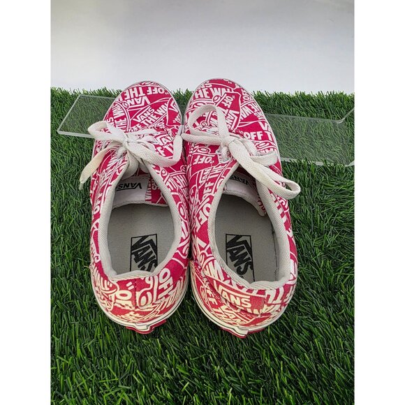 Kids Vans Off The Wall Logo Red & White Canvas Lace-Up Sneakers Youth sz 3.5 - Picture 7 of 8